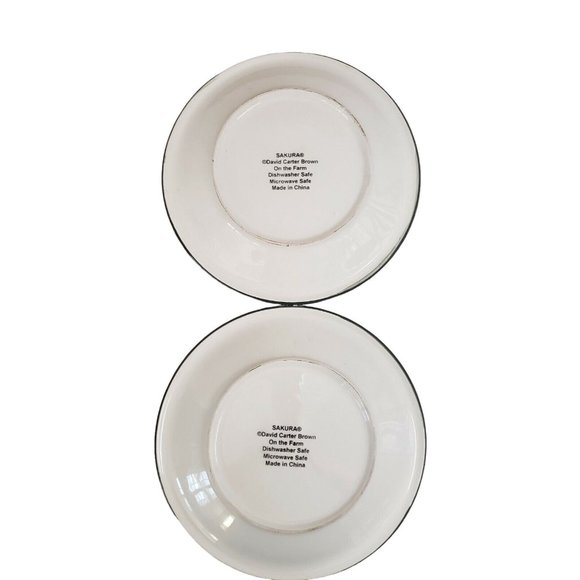 David Carter Brown Set of 2 On The Farm 8 Inch Rooster/Hen Plates-Sakura - Picture 6 of 7